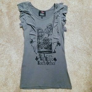 Alice in Wonderland ruffle graphic tee/tank XS